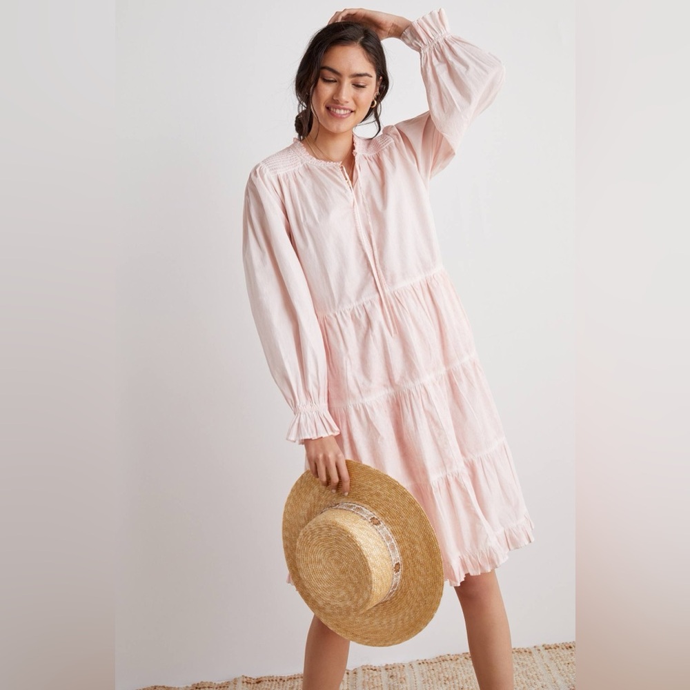 Anthropologie Othilia Soft Pink and White Tiered Desdemona Dress - Picture 6 of 8